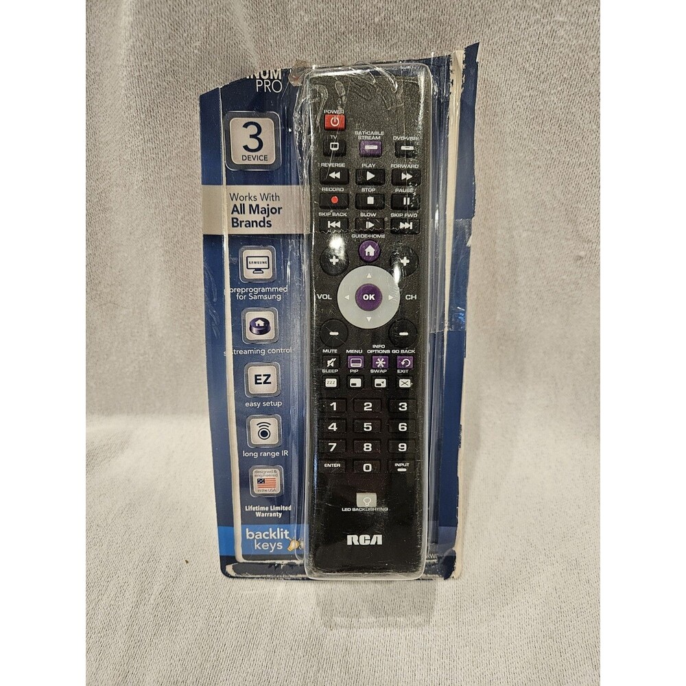 RCA Universal Backlit Remote Control w/ 3 Device Control (RCR003RWD)